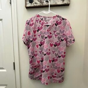 Happy Scrubs Heart Scrub top size medium pink